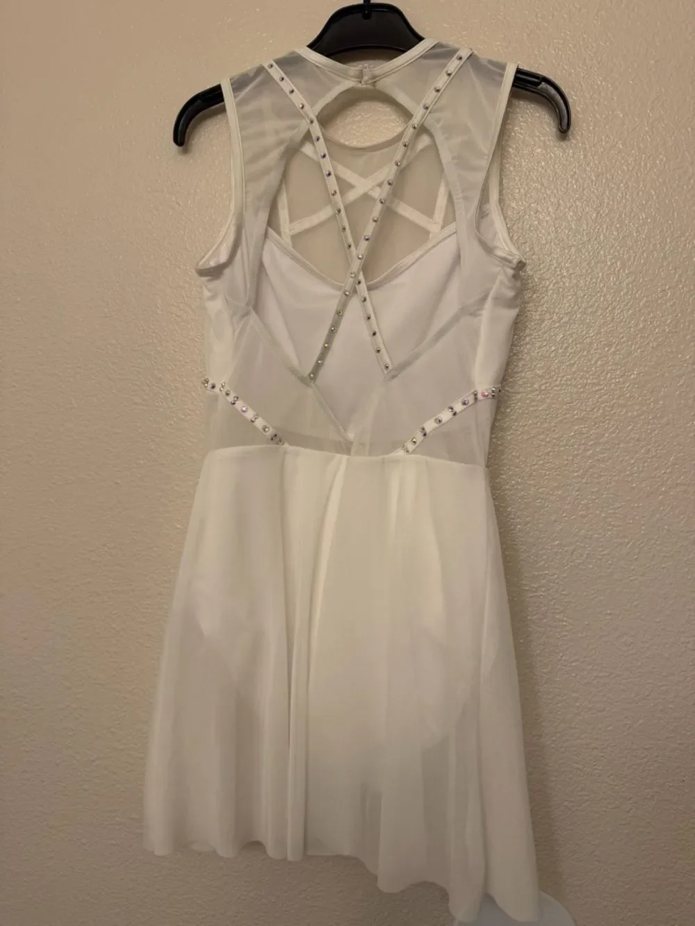 WEISSMAN Elite Dance Costume lyrical white Paper Thin 17967 custom rhinestone MA